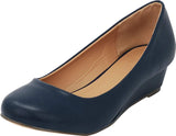 Cambridge Select Women's Closed Round Toe Slip-On Low Wrapped Comfort Wedge