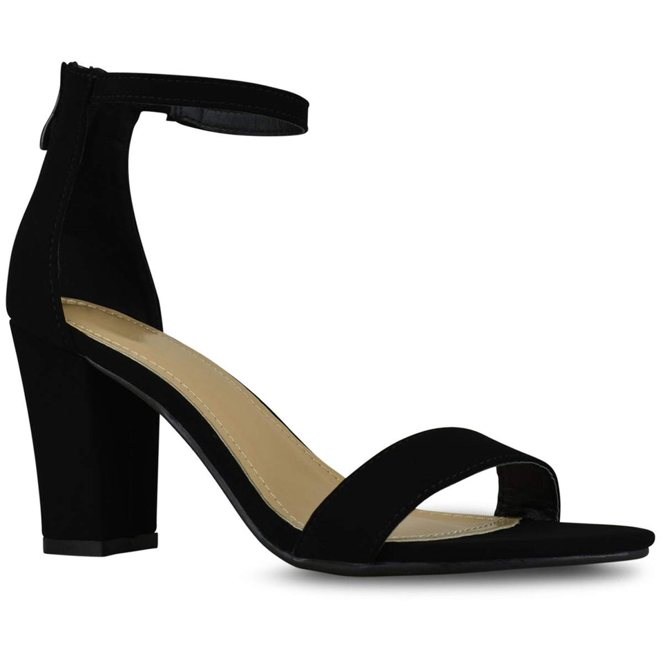 Premier Standard Women's Strappy Chunky Block High Heel - Formal, Wedding, Party Simple Classic Pump
