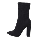 Stupmary Women's Boots Pointed Toe Ankle Bootie Plaid Print Chunky Heels Winter Boots