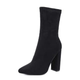 Stupmary Women's Boots Pointed Toe Ankle Bootie Plaid Print Chunky Heels Winter Boots