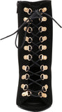 Cambridge Select Women's Peep Toe 90s Lace-Up Stiletto High Heel Ankle Bootie