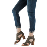 Guilty Shoes Guilty Heart | Womens Strappy Cut Out Perforated Open Toe Shoe | Block Chunky Mid Heel Comfortable Walking Sandals