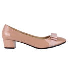 KRISP Womens Low Block Heel Bow Patent Courts Ladies Work Party Ballerina Pumps Shoes