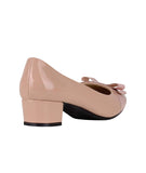 KRISP Womens Low Block Heel Bow Patent Courts Ladies Work Party Ballerina Pumps Shoes