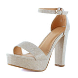 Guilty Shoes Womens Platform Ankle Strap High Heel - Open Toe Sandal Pump - Formal Party Chunky Dress Heel Sandals