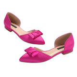 ERIJUNOR Comfortable Low Heel Wedding Shoes with Bow Knot D’Orsay Pointy Toe Flats