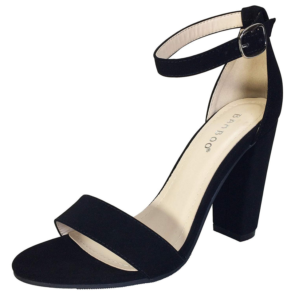 BAMBOO Women's Single Band Chunky Heel Sandal with Ankle Strap