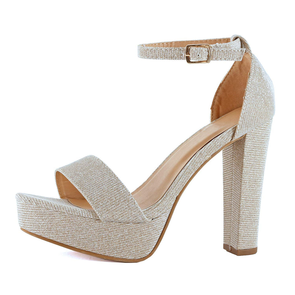 Guilty Shoes Womens Platform Ankle Strap High Heel - Open Toe Sandal Pump - Formal Party Chunky Dress Heel Sandals