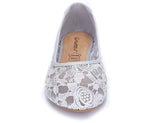 Greatonu Women Shoes Cut Out Slip On Synthetic Lace Ballet Flats