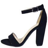 BAMBOO Women's Single Band Chunky Heel Sandal with Ankle Strap