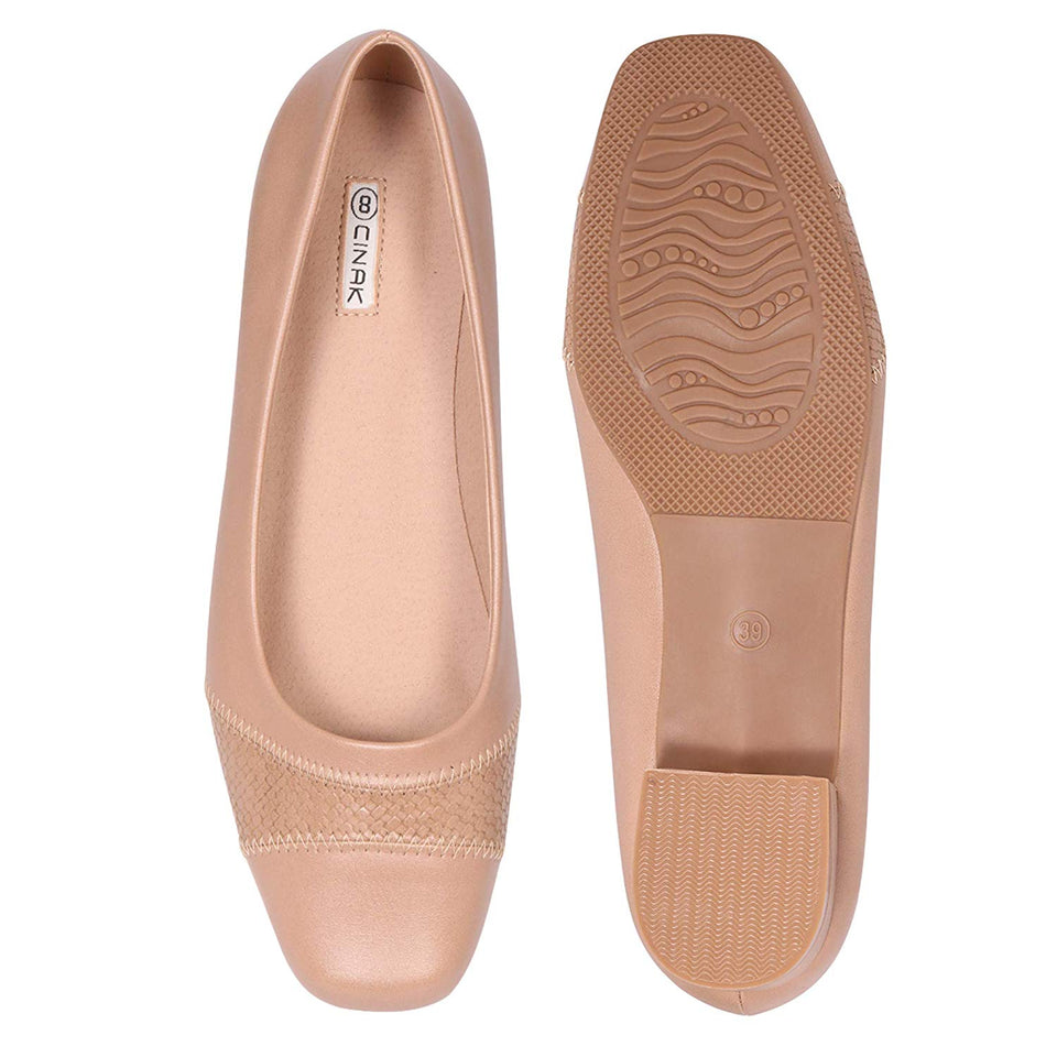 CINAK Comfort Flats for Women-Low Chunky Heel Pumps Formal Square Toe Dress Slip On Casual Spliced Shoes