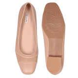 CINAK Comfort Flats for Women-Low Chunky Heel Pumps Formal Square Toe Dress Slip On Casual Spliced Shoes