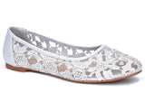 Greatonu Women Shoes Cut Out Slip On Synthetic Lace Ballet Flats