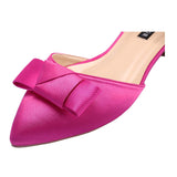 ERIJUNOR Comfortable Low Heel Wedding Shoes with Bow Knot D’Orsay Pointy Toe Flats