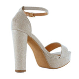 Guilty Shoes Womens Platform Ankle Strap High Heel - Open Toe Sandal Pump - Formal Party Chunky Dress Heel Sandals