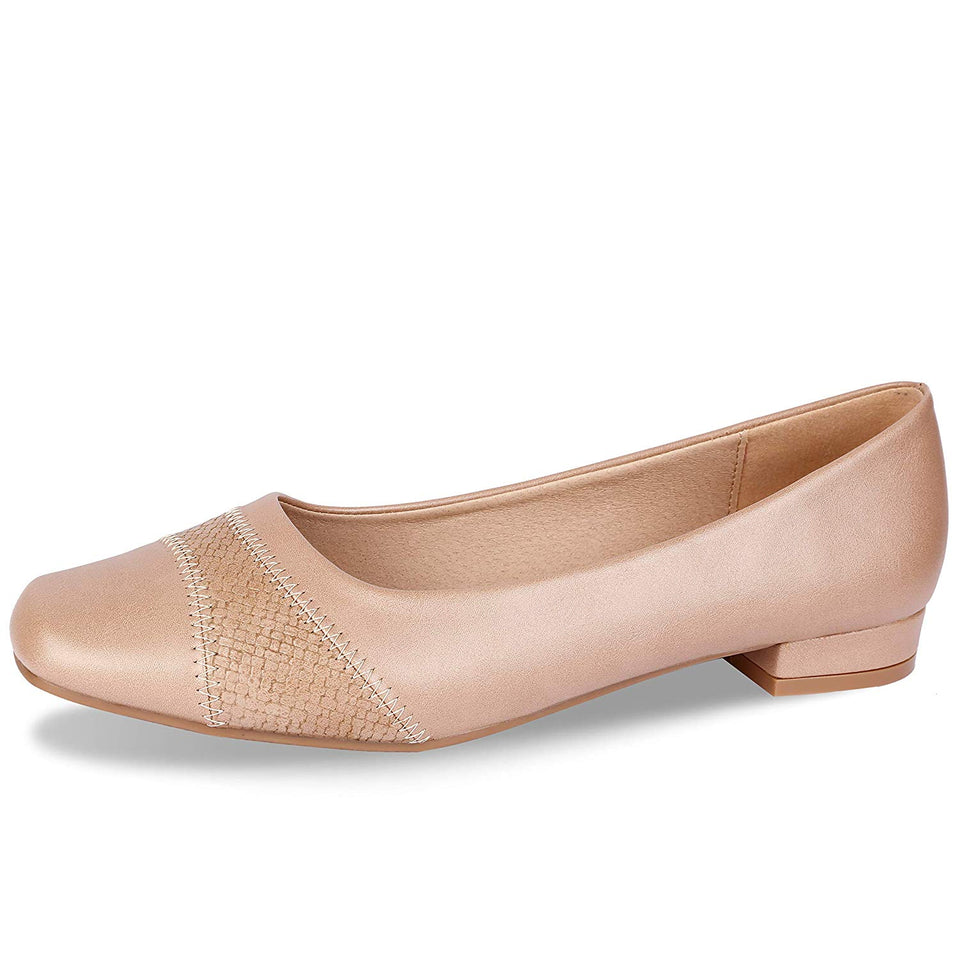 CINAK Comfort Flats for Women-Low Chunky Heel Pumps Formal Square Toe Dress Slip On Casual Spliced Shoes