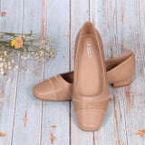 CINAK Comfort Flats for Women-Low Chunky Heel Pumps Formal Square Toe Dress Slip On Casual Spliced Shoes