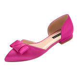 ERIJUNOR Comfortable Low Heel Wedding Shoes with Bow Knot D’Orsay Pointy Toe Flats