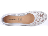 Greatonu Women Shoes Cut Out Slip On Synthetic Lace Ballet Flats